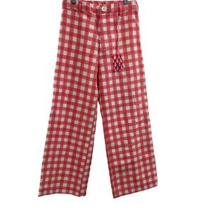 J. Crew Red and White Checkered Wide Leg Pants